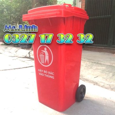 Giá thùng rác màu đỏ 120 lít HDPE