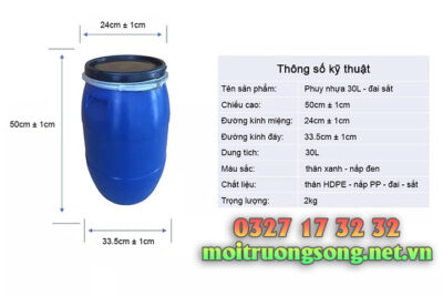 Phuy nhựa 30L - đai sắt