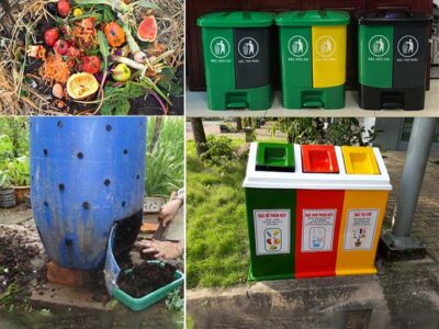 Thùng u rác hữu cơ kết hợp thùng rác phân loại