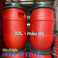 Thùng phi 30l nhựa màu đỏ