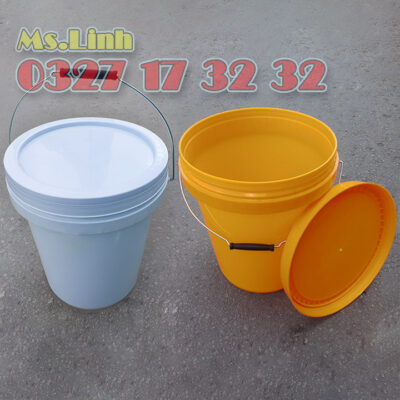 Vỏ thùng nhựa 20L trắng và vàng