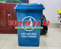Thùng rác HDPE 60 lít xanh dương