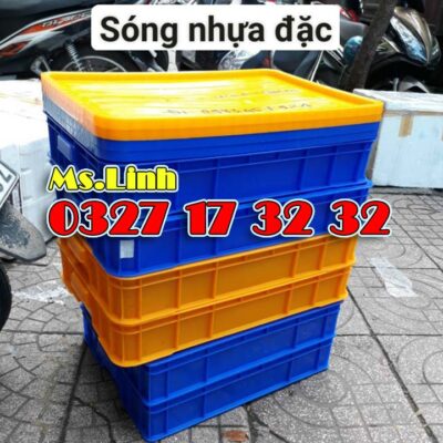 Hộp nhựa đặc, sóng bít 1t có nắp
