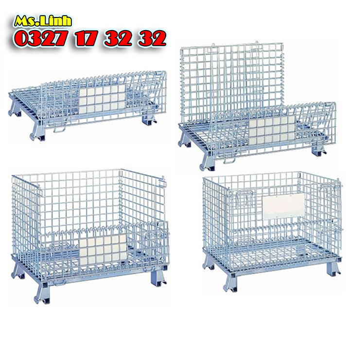pallet-long-thep-tru-hang-gap-gon Pallet lồng thép trữ hàng gấp gọn
