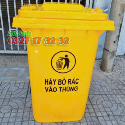 Thùng rác 360L màu vàng lớn có bánh xe