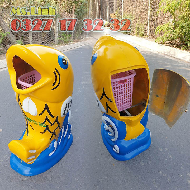 thung-rac-ca-chep-co-sot-chua-rac Thùng rác cá chép có sọt chứa rác