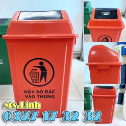 Cấu tạo thùng rác đỏ 60L lật push