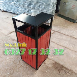 Thùng rác gỗ ngoài trời có gạt tàn A78A