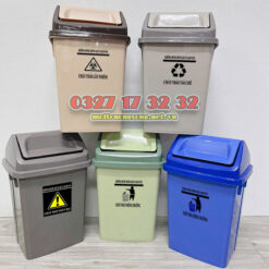 Mẫu thùng rác y tế 10L nắp lật trên xe tiêm