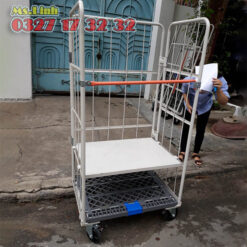 Xe đẩy hàng lồng thép 2 tầng