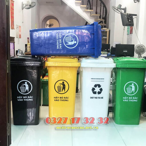 Thùng rác 120L có bánh xe nhiều màu