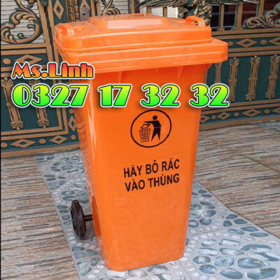 Thùng rác 120L màu cam