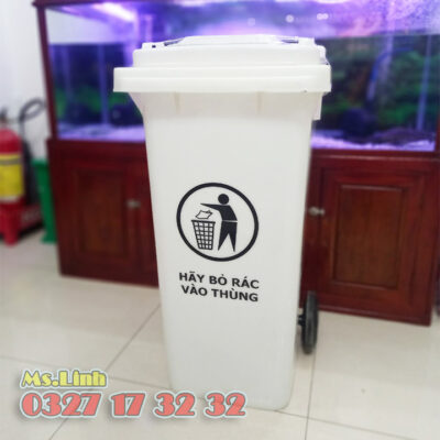 Thùng rác 120L màu trắng