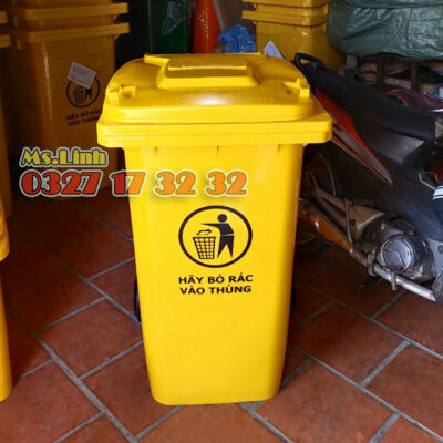 Thùng rác 120L màu vàng