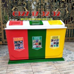 Thùng rác composite 3 ngăn ngoài trời 180L