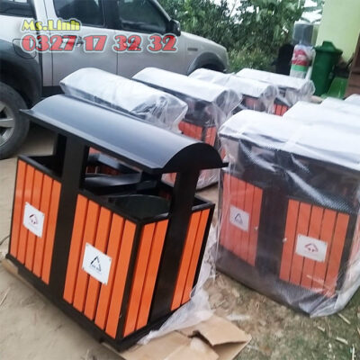 Go One Rac Material Thùng rác gỗ đôi ngoài trời A76 – A - CÔNG TY TNHH SX TM DV MINH KHANG