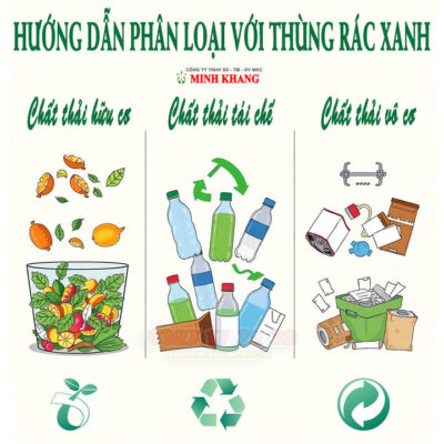 Hướng dẫn phân loại với thùng rác màu xanh