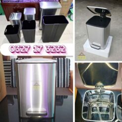 Cấu tạo thùng rác inox vuông giảm ồn