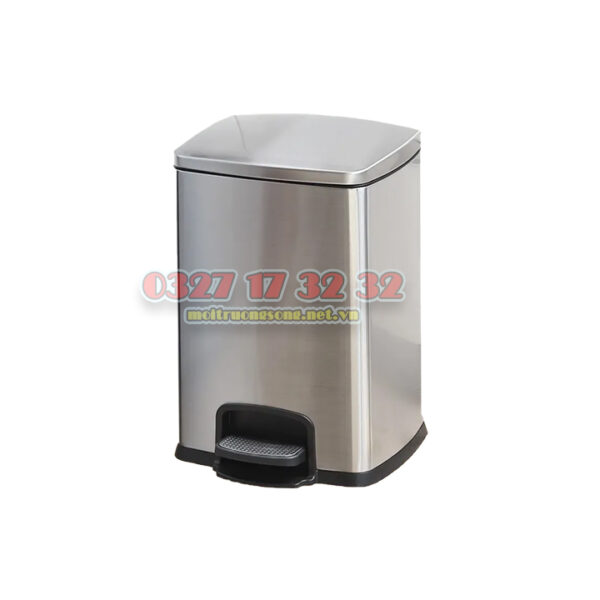 Thùng rác inox đạp chân phủ nano cao cấp - mẫu vuông [NEW]