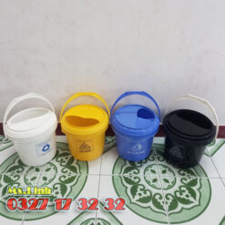 Xô nhựa 4 màu đựng rác y tế 14L quai xách