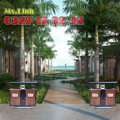 Thùng rác giả gỗ có gạt tàn A77-A