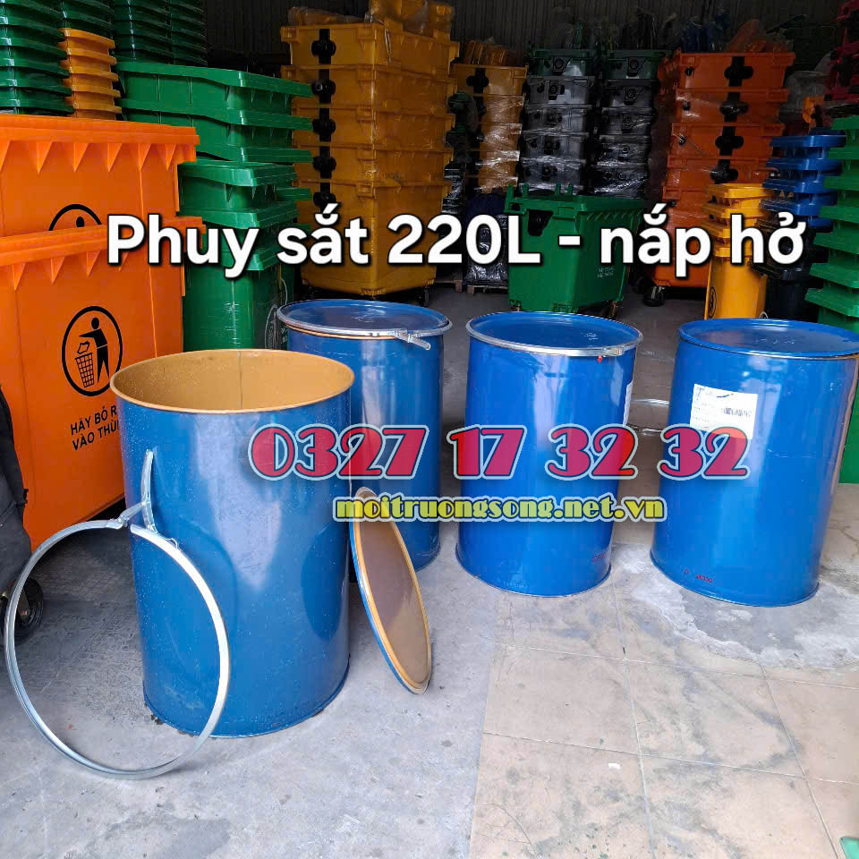 Kho-phi-HCM-thung-phuy-sat-220-lit-cu-nap-mo Kho phi HCM thùng phuy sắt 220 lít cũ