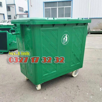 Xe gom rác 660L tôn thép tĩnh điện