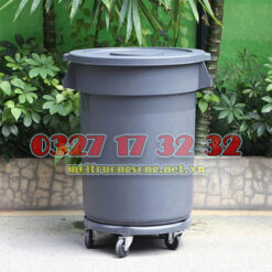 Mẫu thùng rác bếp tròn 168 lít có bánh xe
