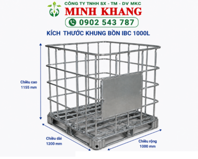 kích thước khung thép bảo vệ ibc 1000L 