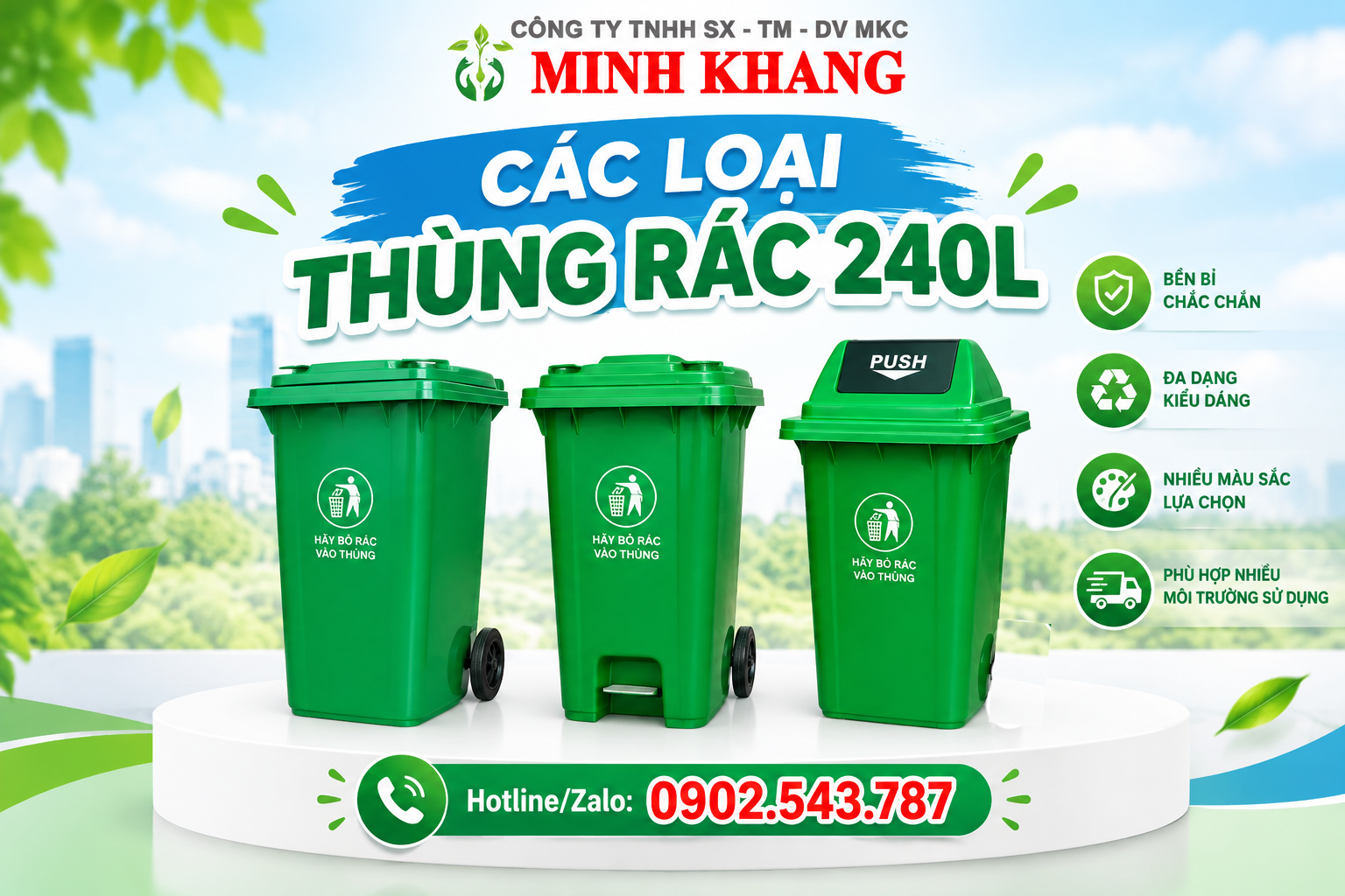 các loại thùng rác 240L moitruongsong.net.vn các loại thùng rác 240L